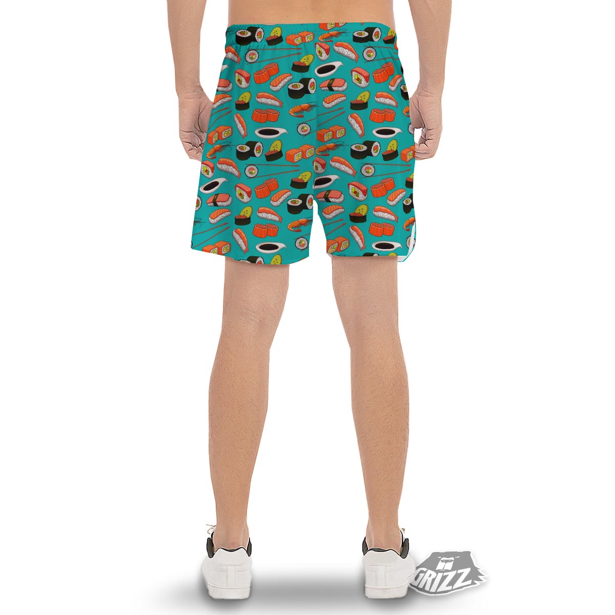 Rolls And Salmon Sushi Print Pattern Men's Gym Shorts-grizzshop