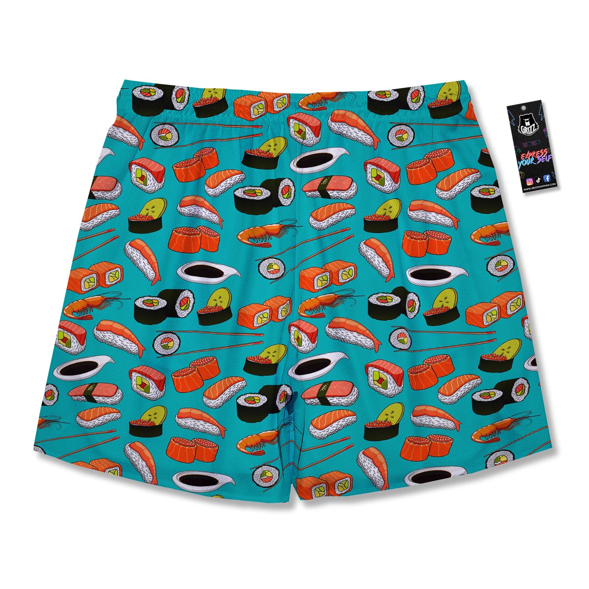 Rolls And Salmon Sushi Print Pattern Men's Running Shorts-grizzshop