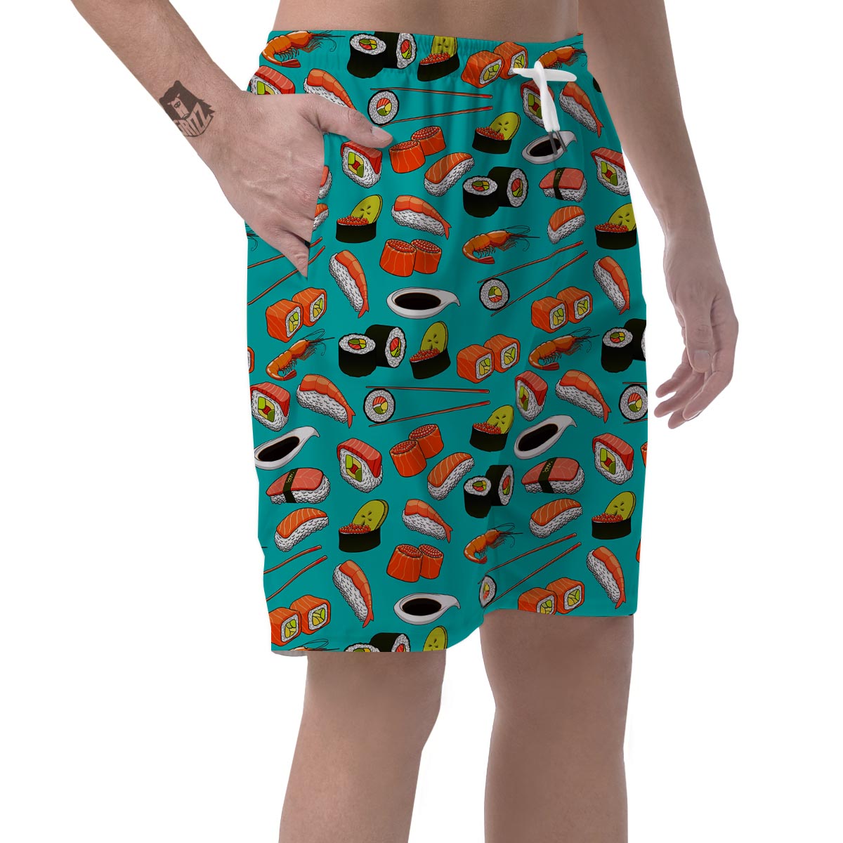 Rolls And Salmon Sushi Print Pattern Men's Shorts-grizzshop