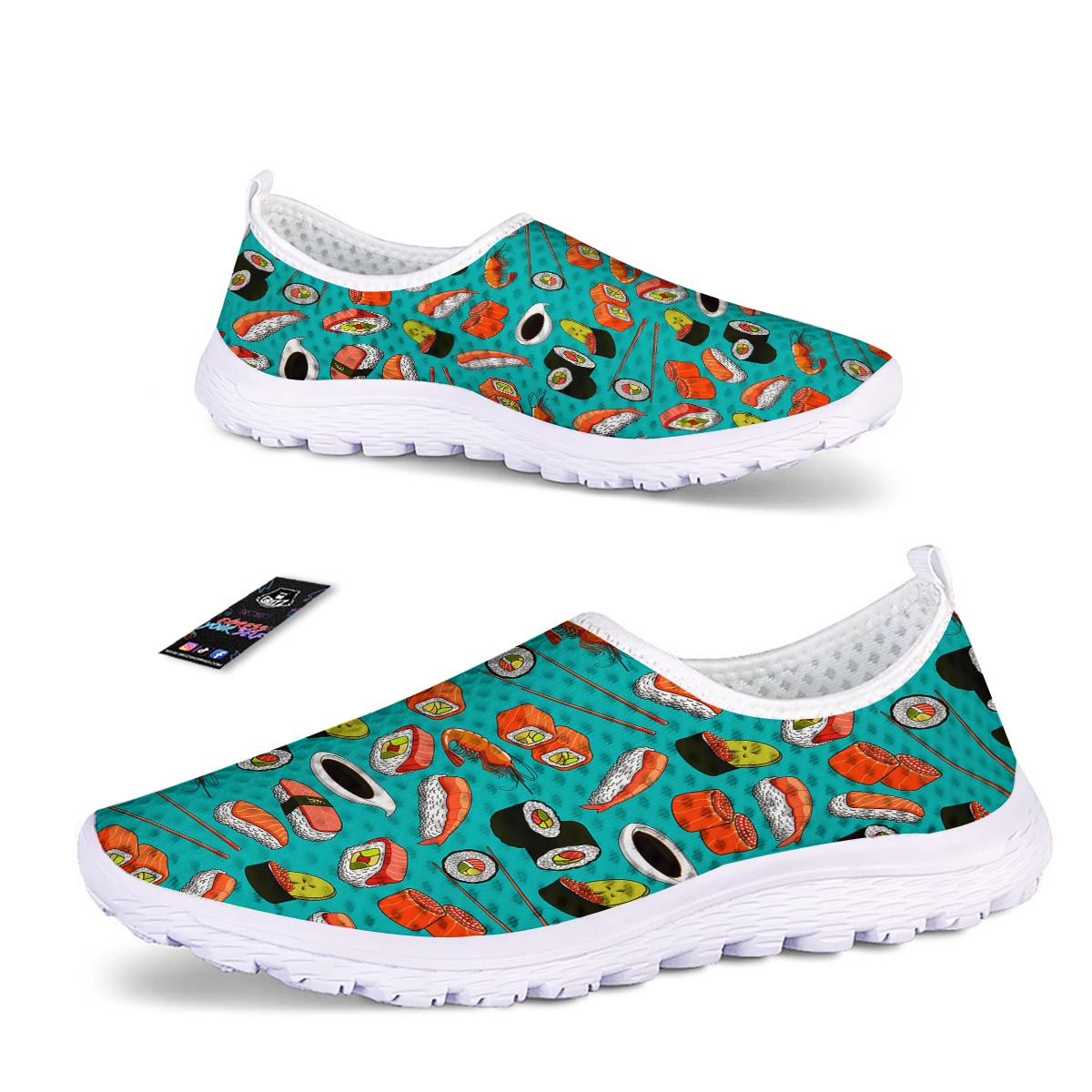 Rolls And Salmon Sushi Print Pattern Nurse Shoes-grizzshop