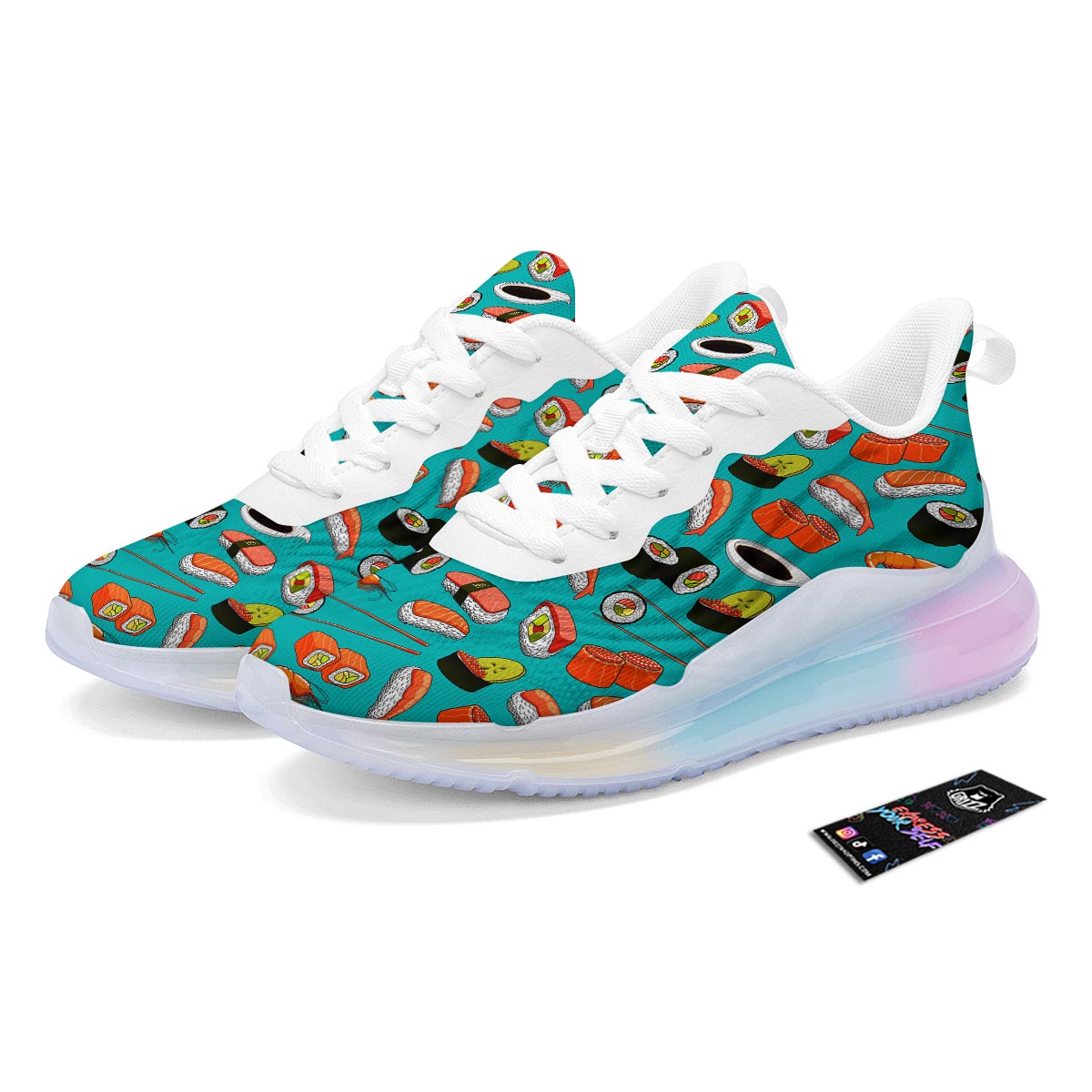 Rolls And Salmon Sushi Print Pattern Running Sneakers-grizzshop