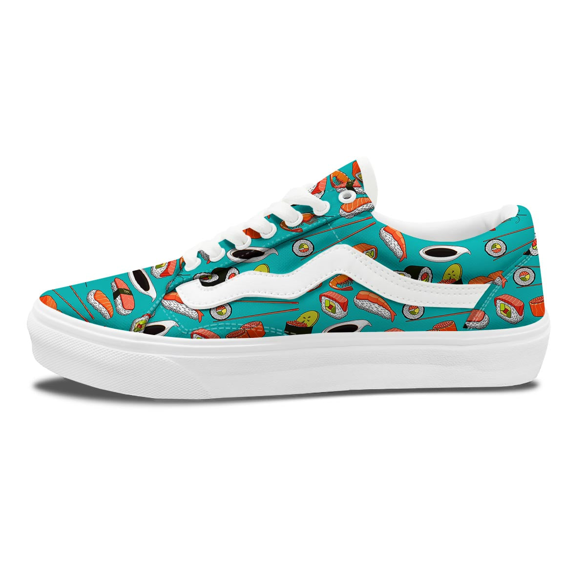 Rolls And Salmon Sushi Print Pattern Skate Shoes-grizzshop