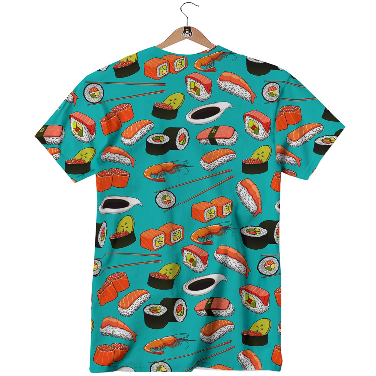 Rolls And Salmon Sushi Print Pattern T-Shirt-grizzshop