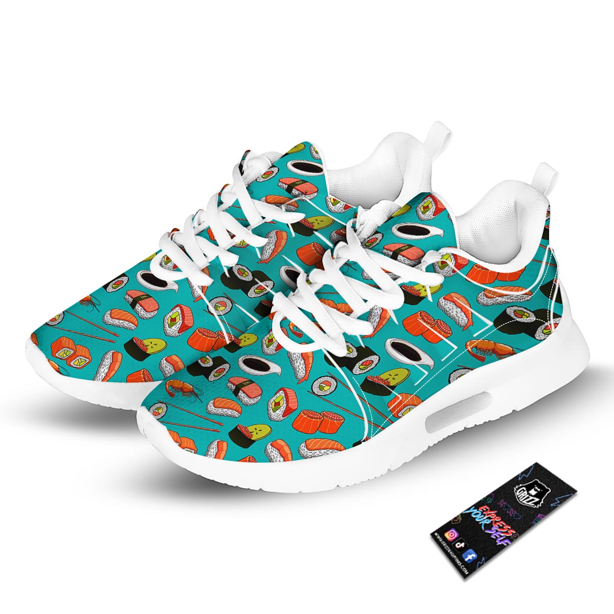 Rolls And Salmon Sushi Print Pattern Tennis Shoes-grizzshop