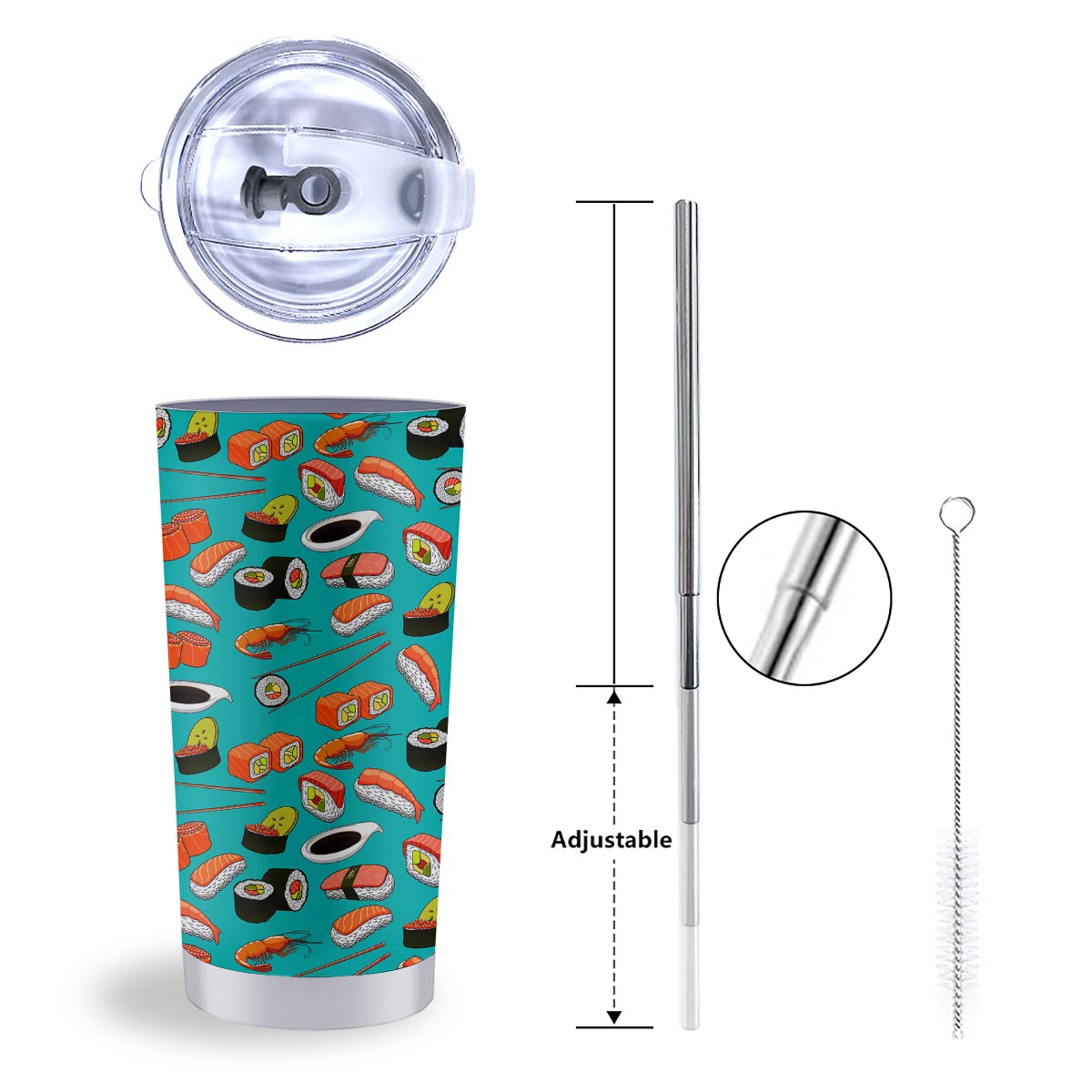 Rolls And Salmon Sushi Print Pattern Tumbler-grizzshop
