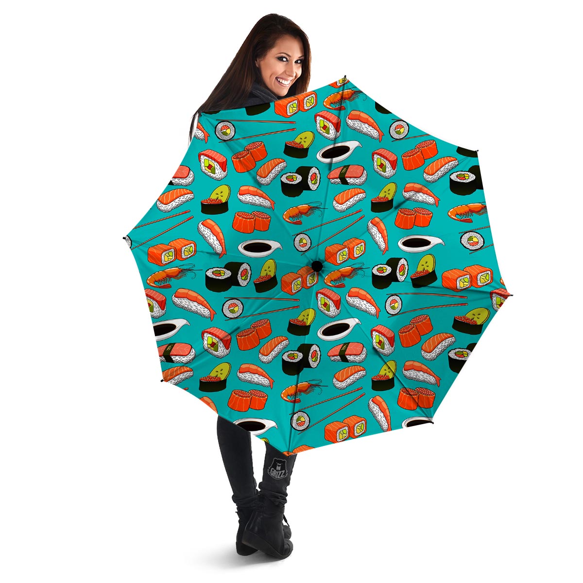 Rolls And Salmon Sushi Print Pattern Umbrella-grizzshop