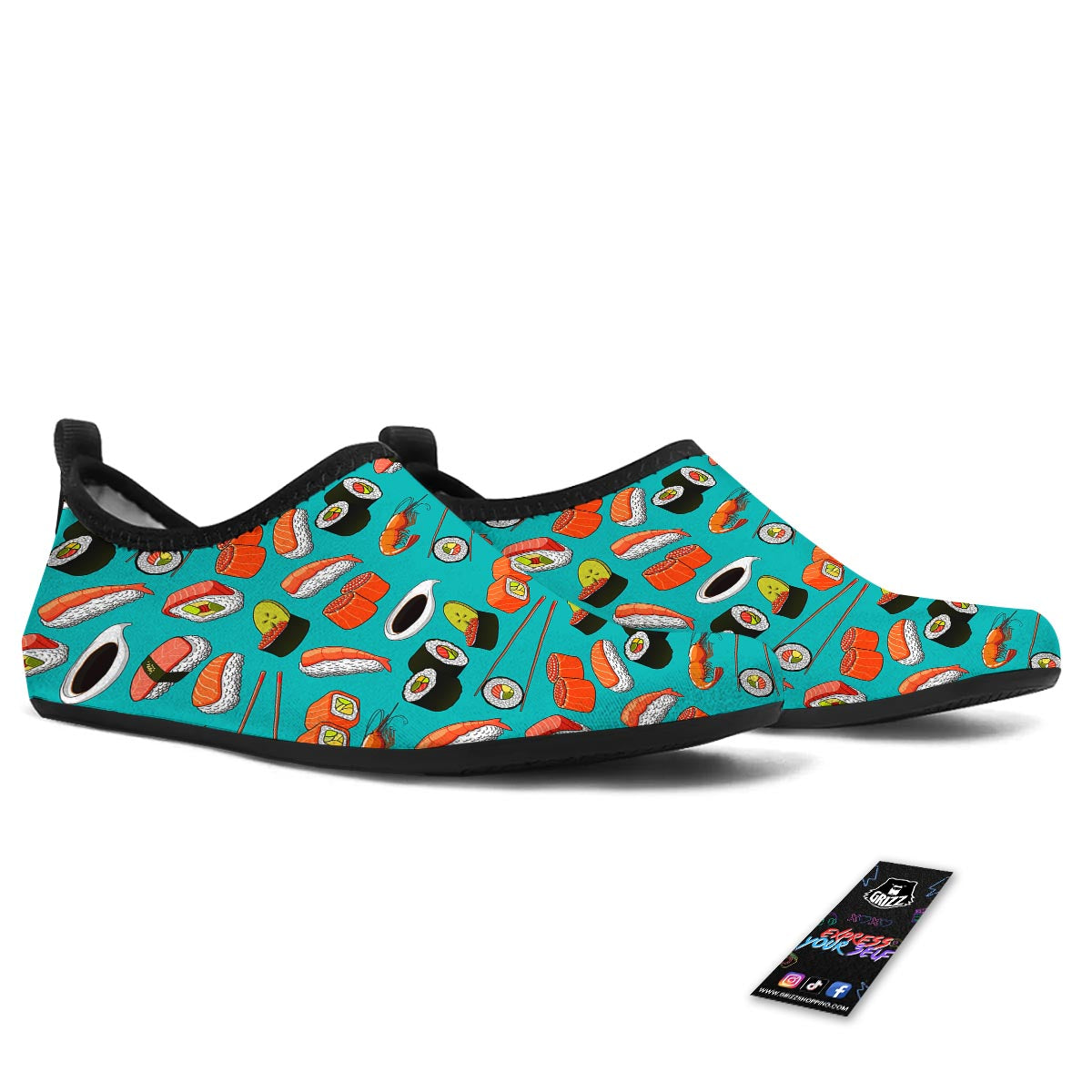 Rolls And Salmon Sushi Print Pattern Water Shoes-grizzshop