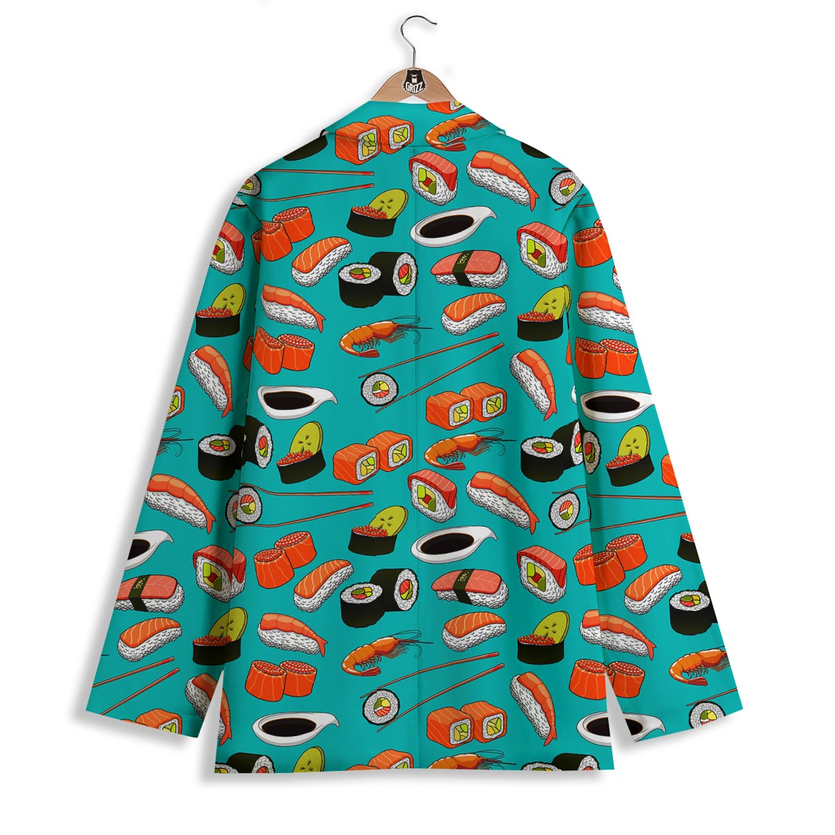Rolls And Salmon Sushi Print Pattern Women's Blazer-grizzshop