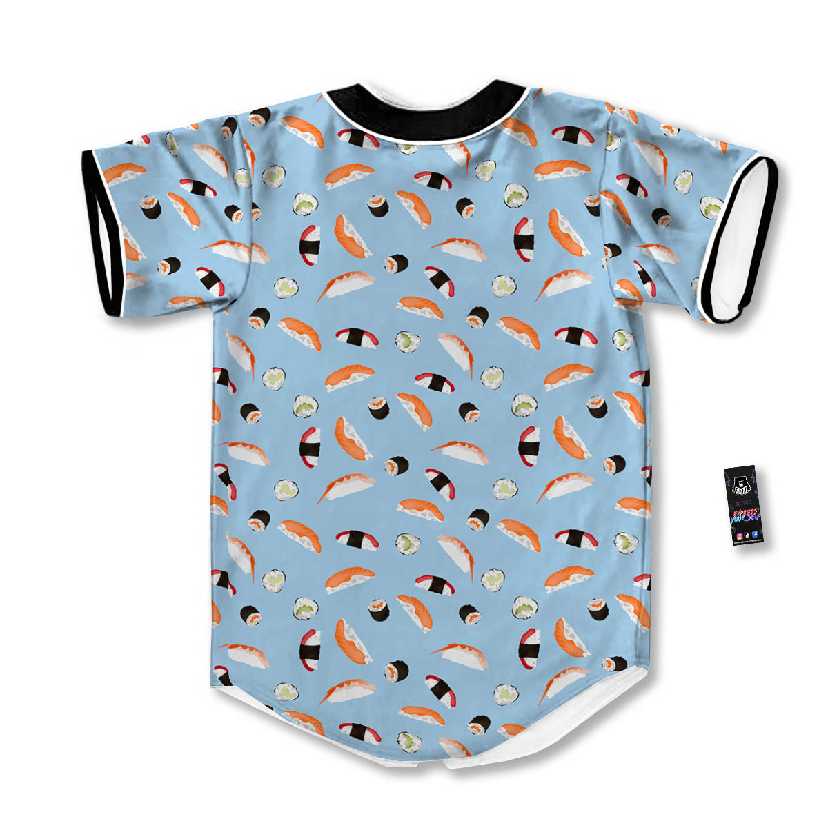 Rolls And Sushi Colorful Print Pattern Baseball Jersey-grizzshop