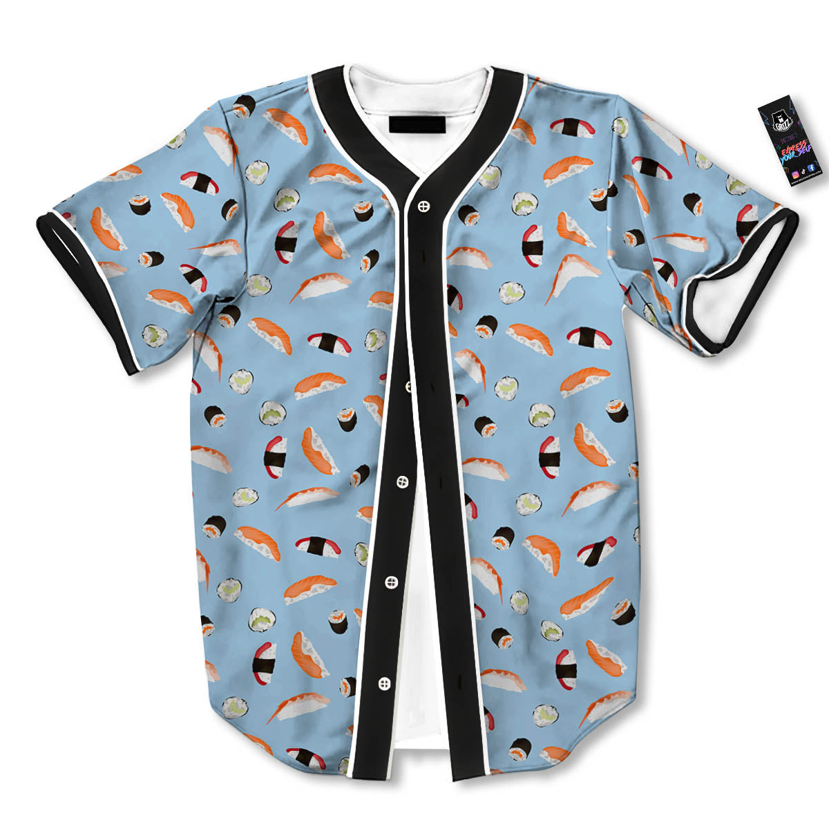 Rolls And Sushi Colorful Print Pattern Baseball Jersey-grizzshop