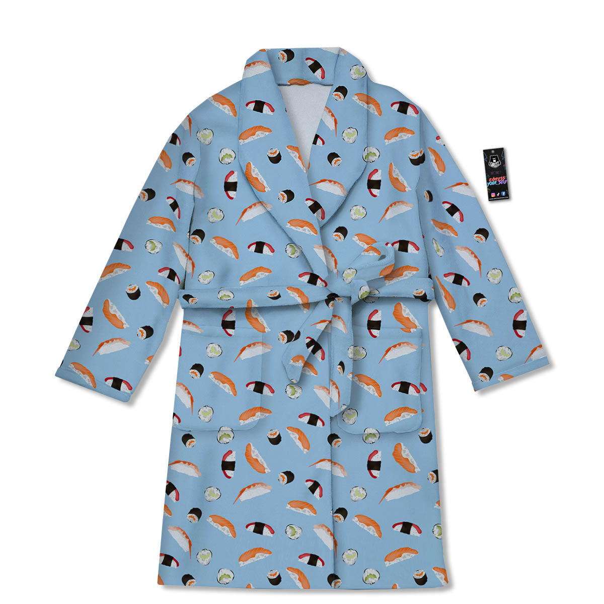 Rolls And Sushi Colorful Print Pattern Bathrobe-grizzshop