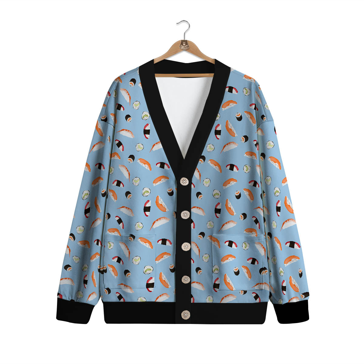 Rolls And Sushi Colorful Print Pattern Cardigan-grizzshop
