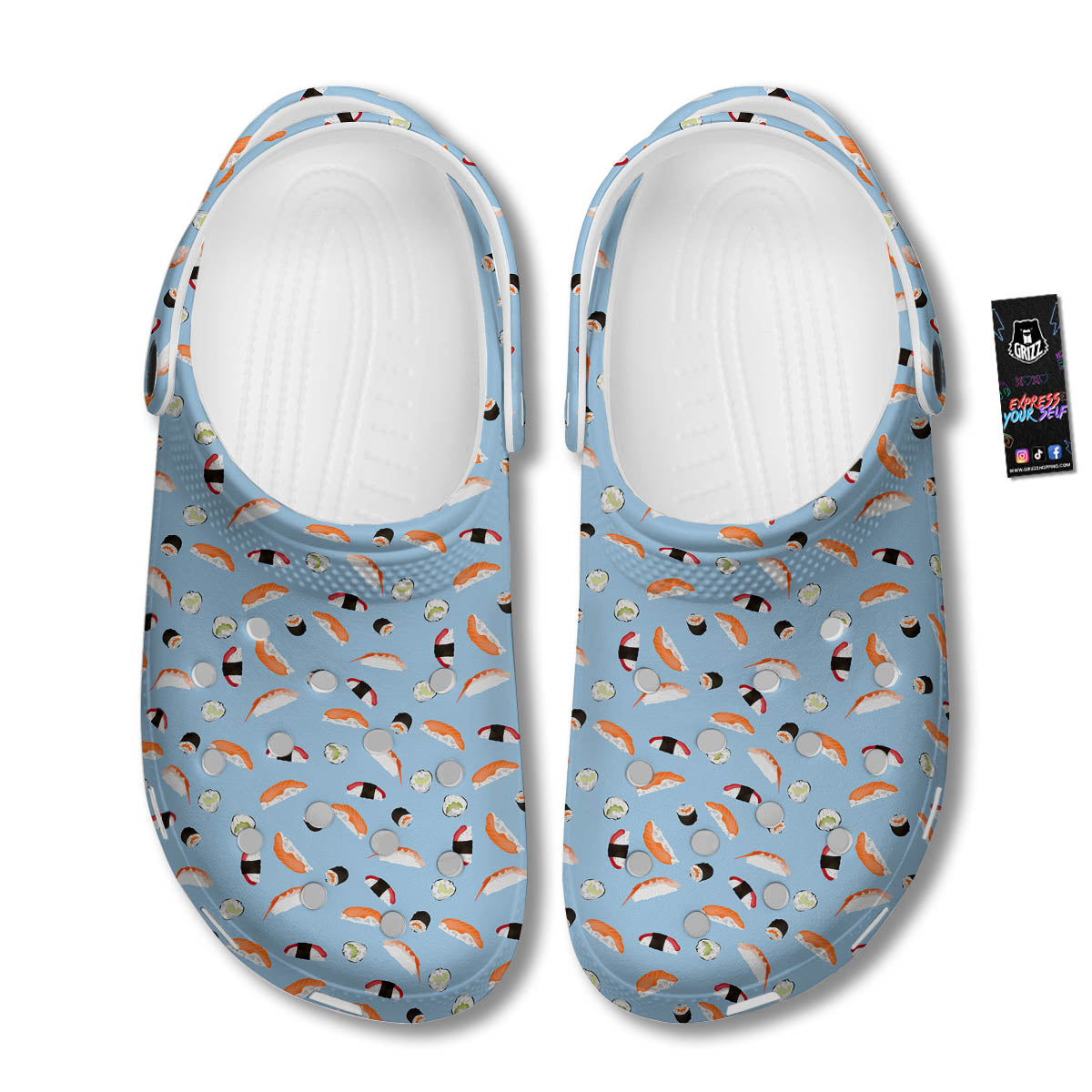 Rolls And Sushi Colorful Print Pattern Clog-grizzshop