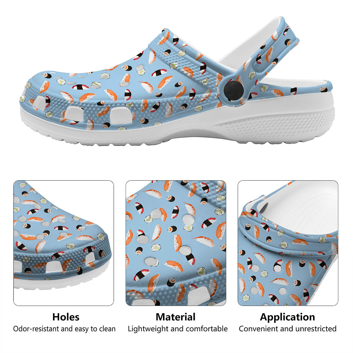 Rolls And Sushi Colorful Print Pattern Clog-grizzshop