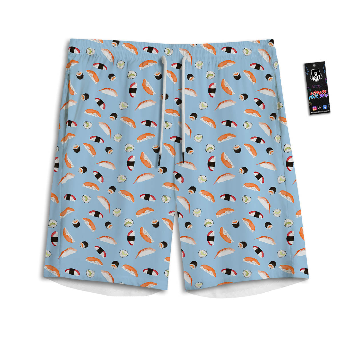 Rolls And Sushi Colorful Print Pattern Men's Athletic Shorts