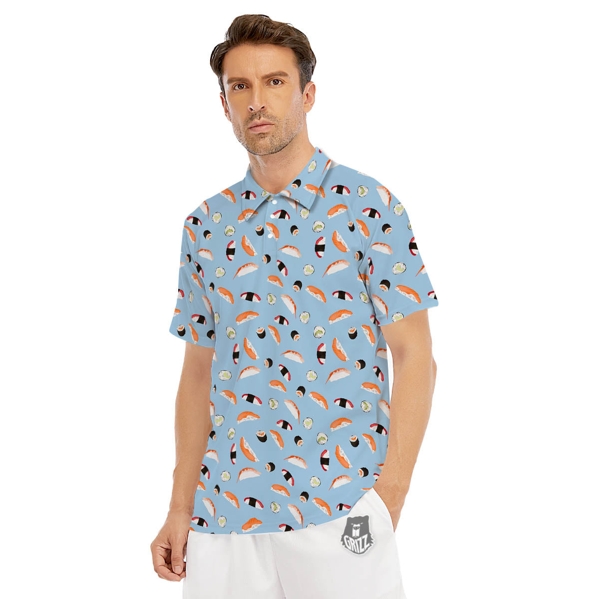 Rolls And Sushi Colorful Print Pattern Men's Golf Shirts-grizzshop