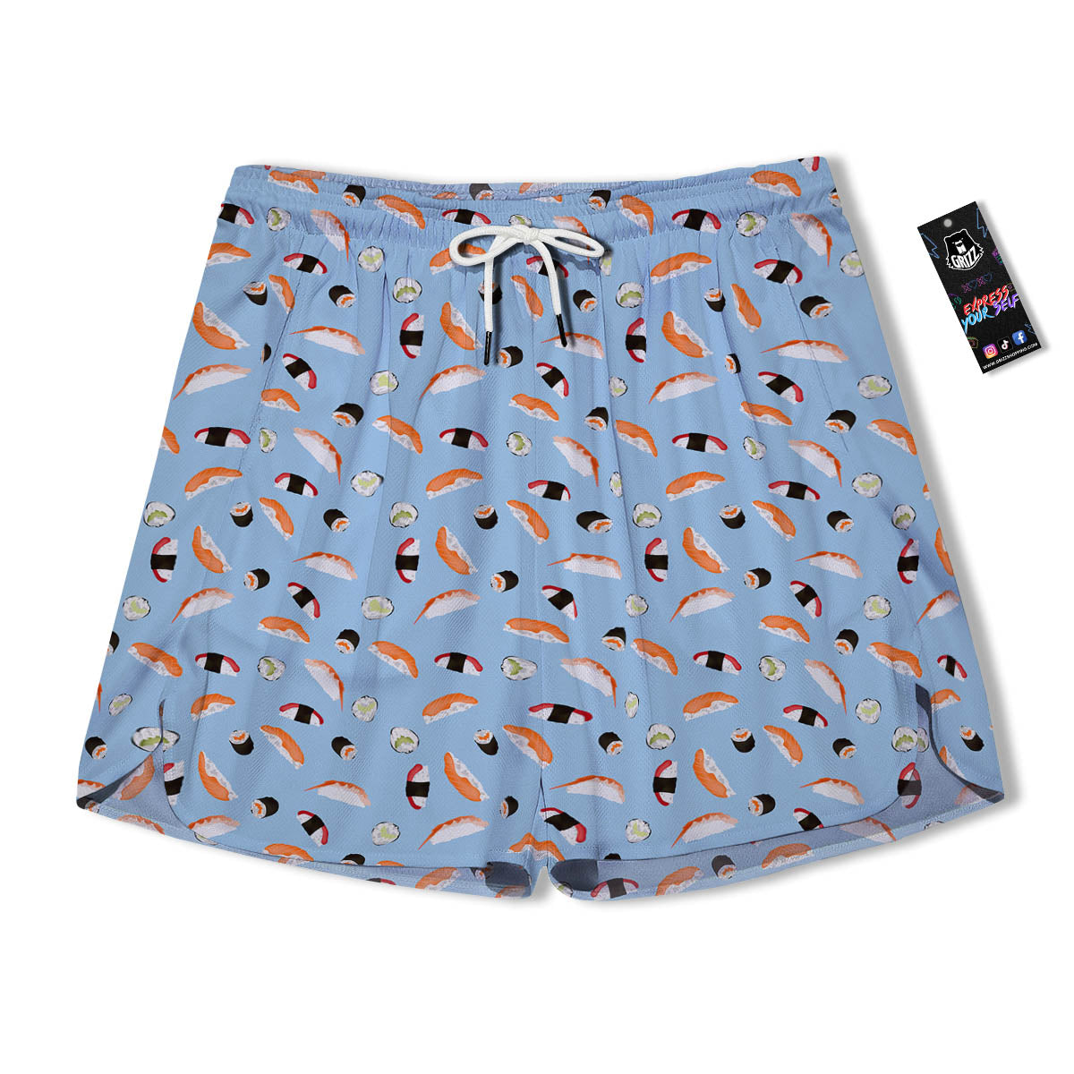 Rolls And Sushi Colorful Print Pattern Men's Running Shorts-grizzshop