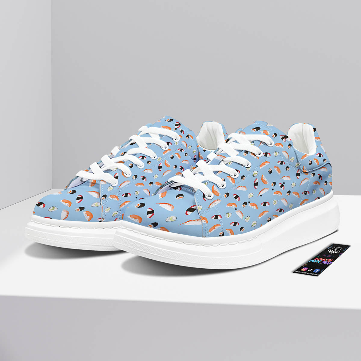 Rolls And Sushi Colorful Print Pattern Platform Shoes-grizzshop