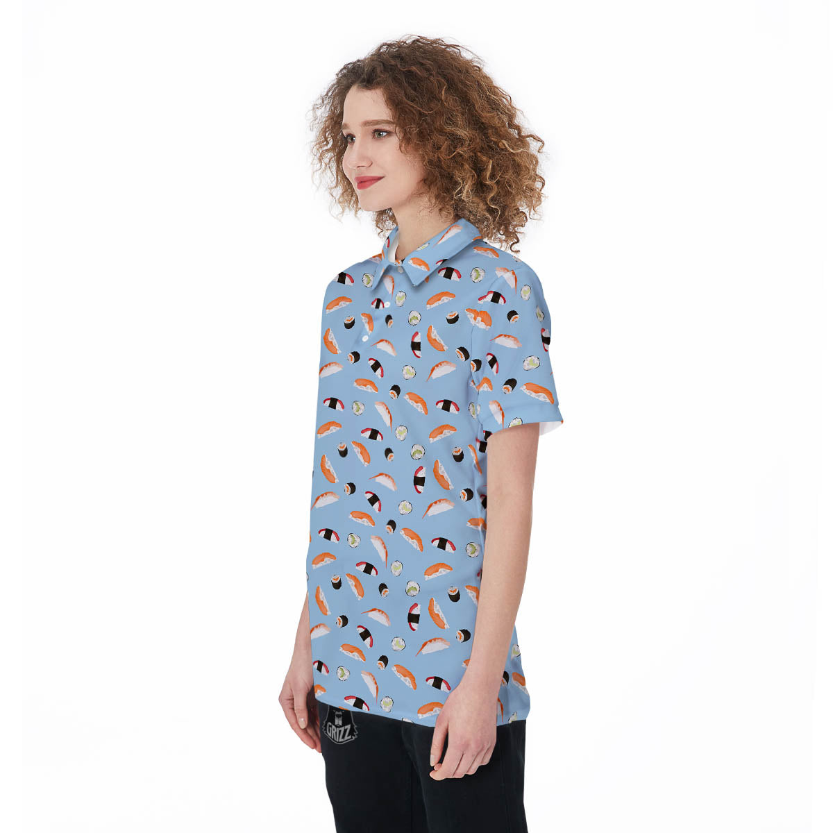 Rolls And Sushi Colorful Print Pattern Women's Golf Shirts-grizzshop