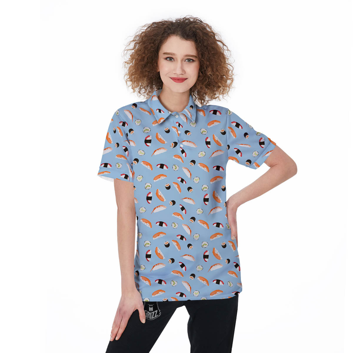 Rolls And Sushi Colorful Print Pattern Women's Golf Shirts-grizzshop