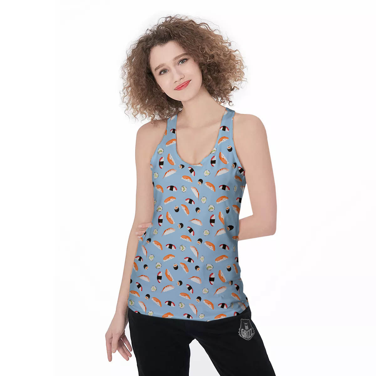Rolls And Sushi Colorful Print Pattern Women's Racerback Tank Top-grizzshop