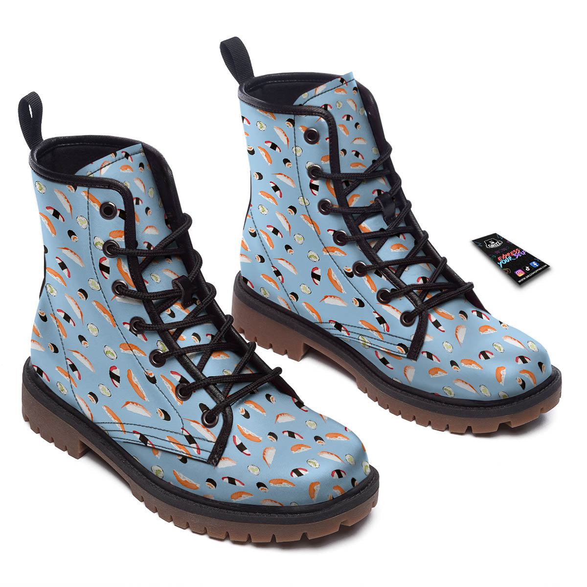 Rolls And Sushi Colorful Print Pattern Work Boots-grizzshop