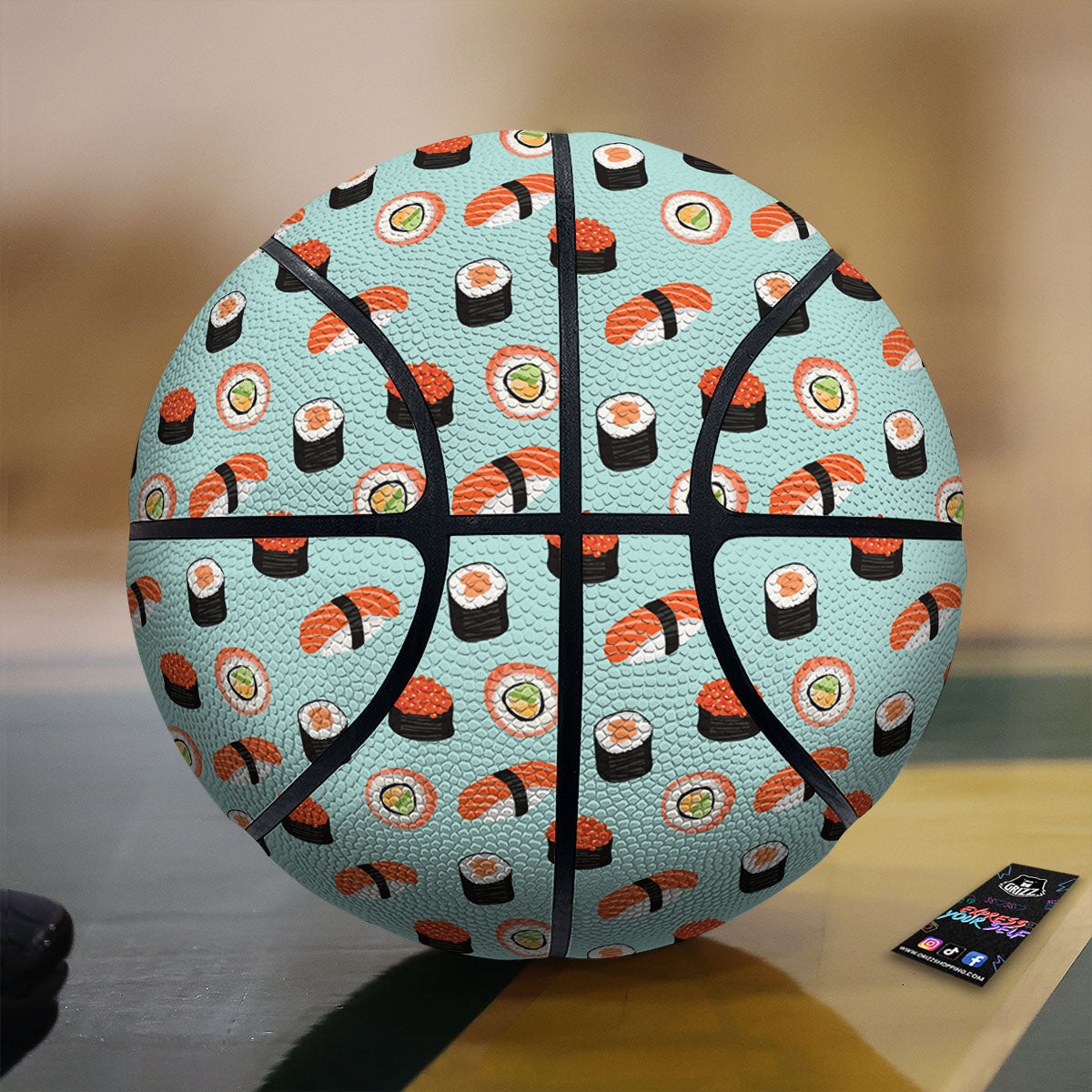 Rolls And Japanese Sushi Print Pattern Basketball