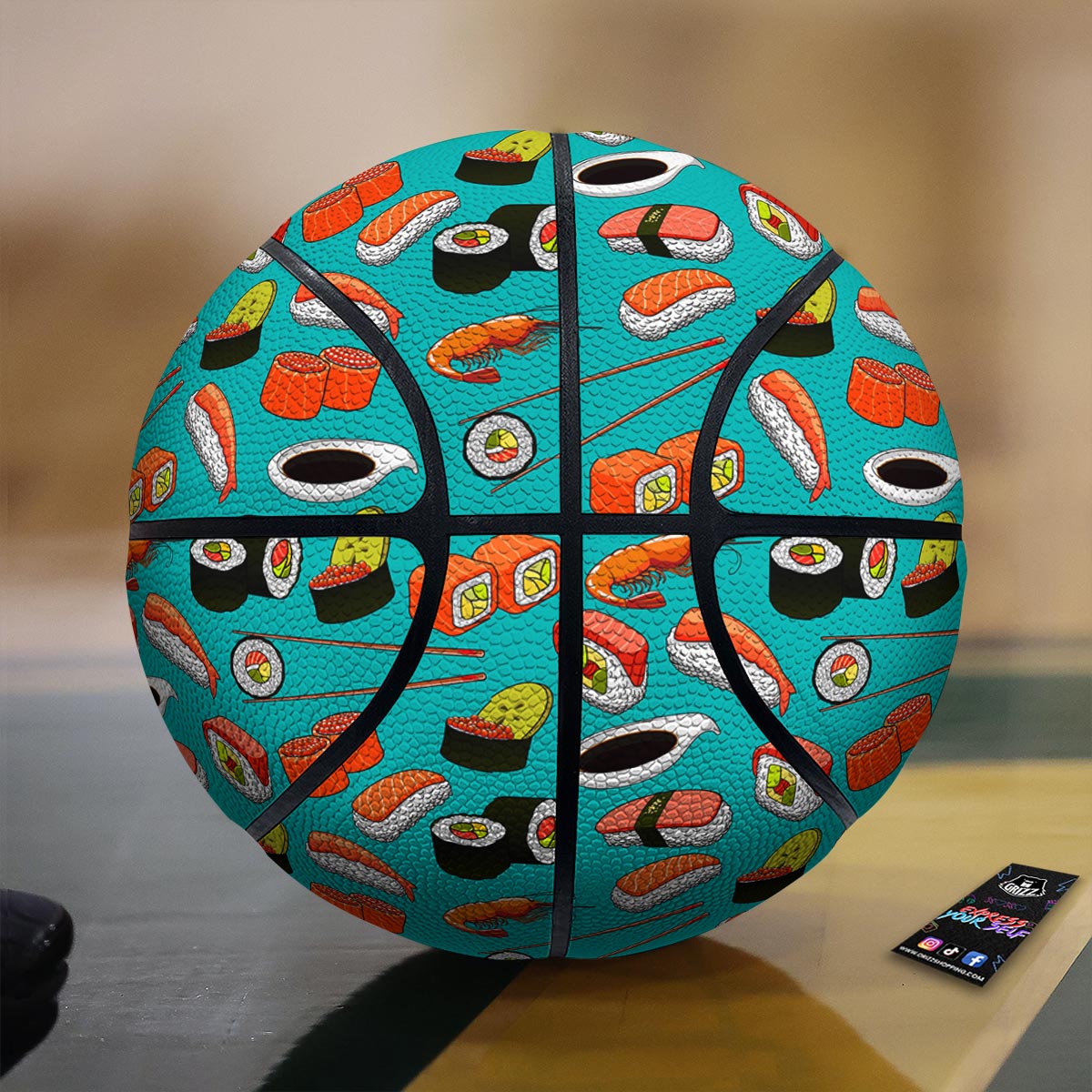 Rose And Zigzag Peony Print Pattern Basketball