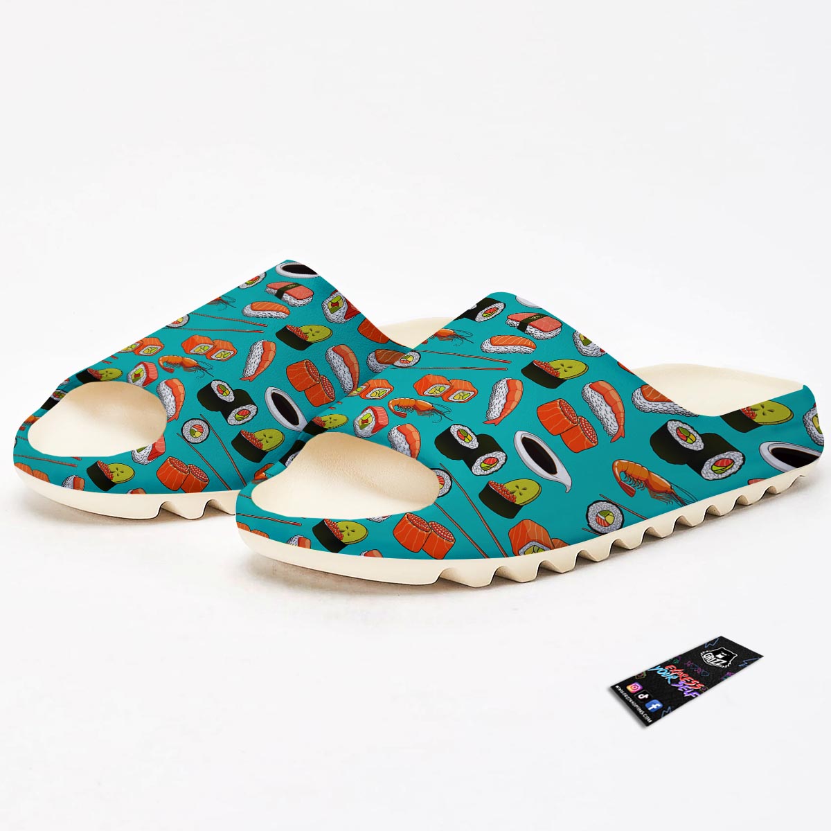 Rolls And Salmon Sushi Print Pattern Sandals-grizzshop