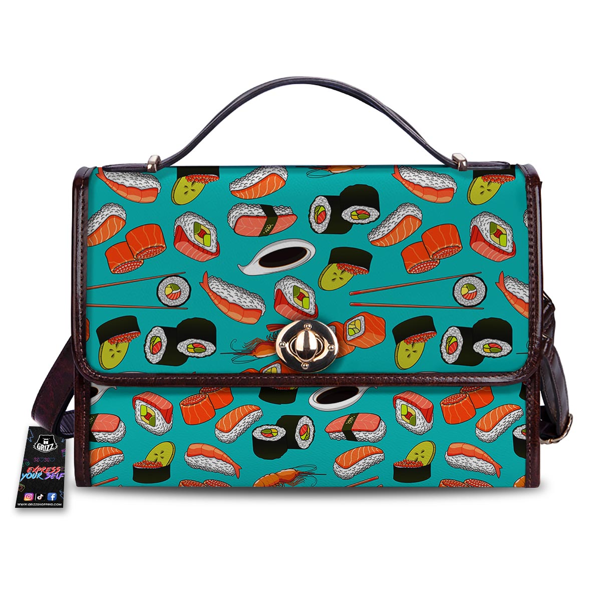 Rolls And Salmon Sushi Print Pattern Women's Satchel Bag