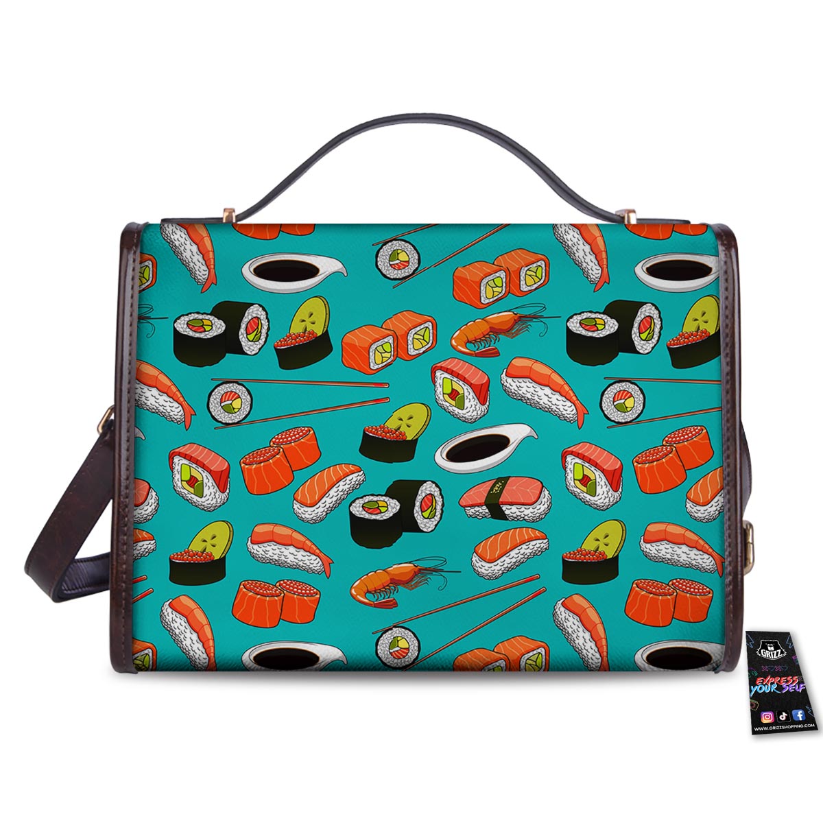 Rolls And Salmon Sushi Print Pattern Women's Satchel Bag