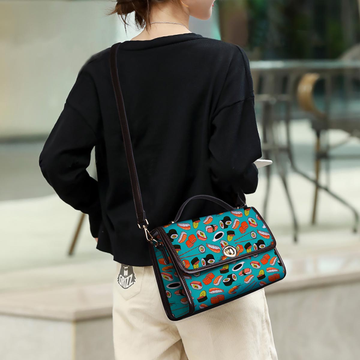 Rolls And Salmon Sushi Print Pattern Women's Satchel Bag