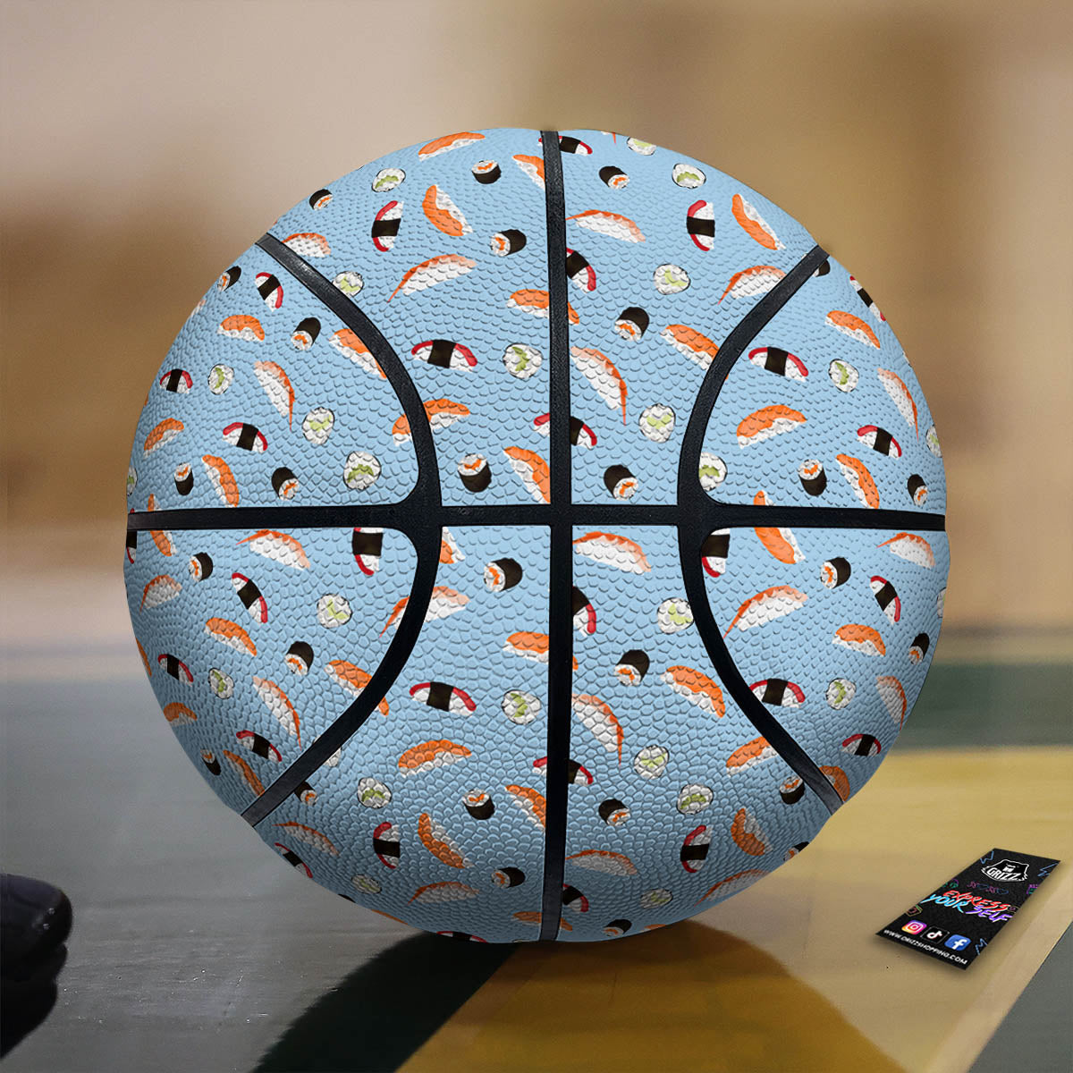 Rolls And Sushi Colorful Print Pattern Basketball