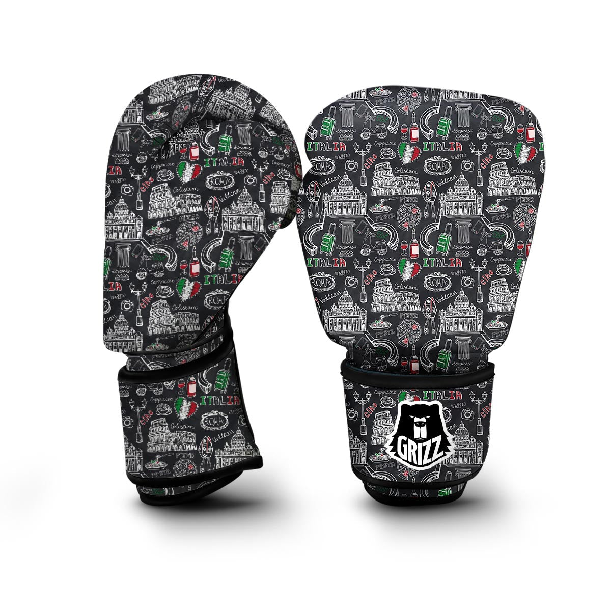 Rome Italy Pattern Print Boxing Gloves-grizzshop