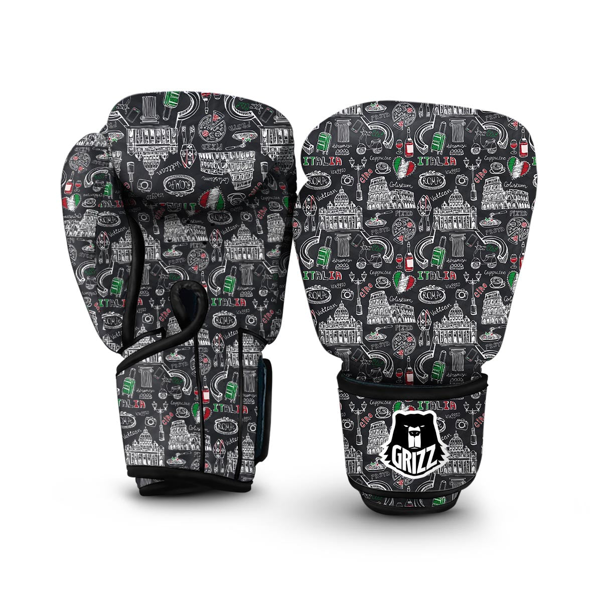 Rome Italy Pattern Print Boxing Gloves-grizzshop