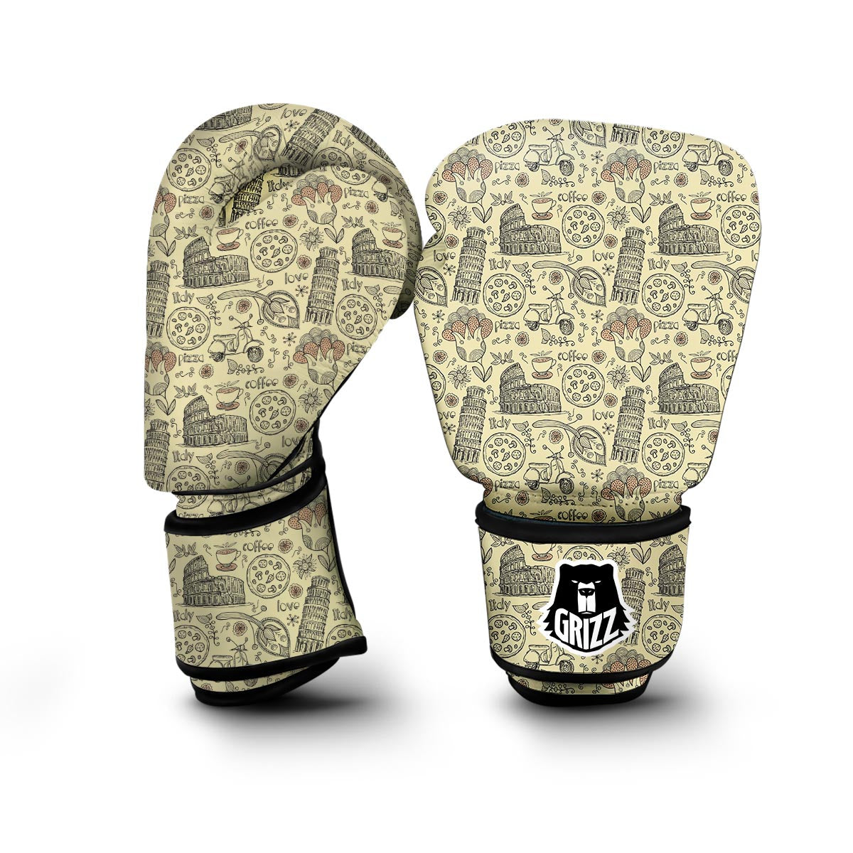 Rome Pattern Print Boxing Gloves-grizzshop