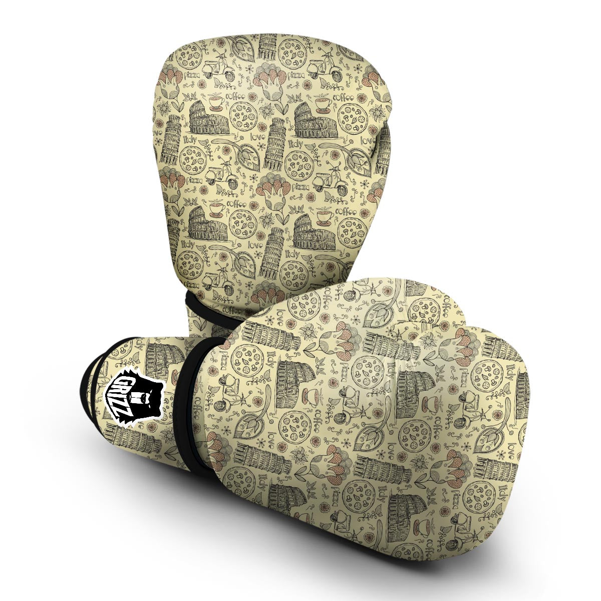 Rome Pattern Print Boxing Gloves-grizzshop