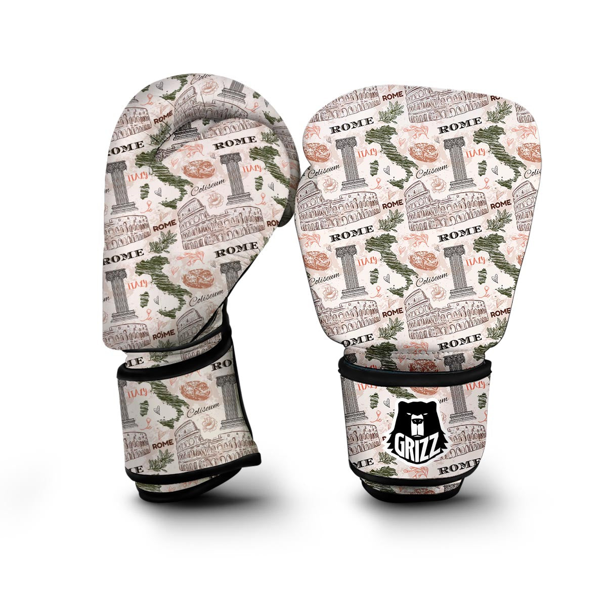 Rome Print Pattern Boxing Gloves-grizzshop