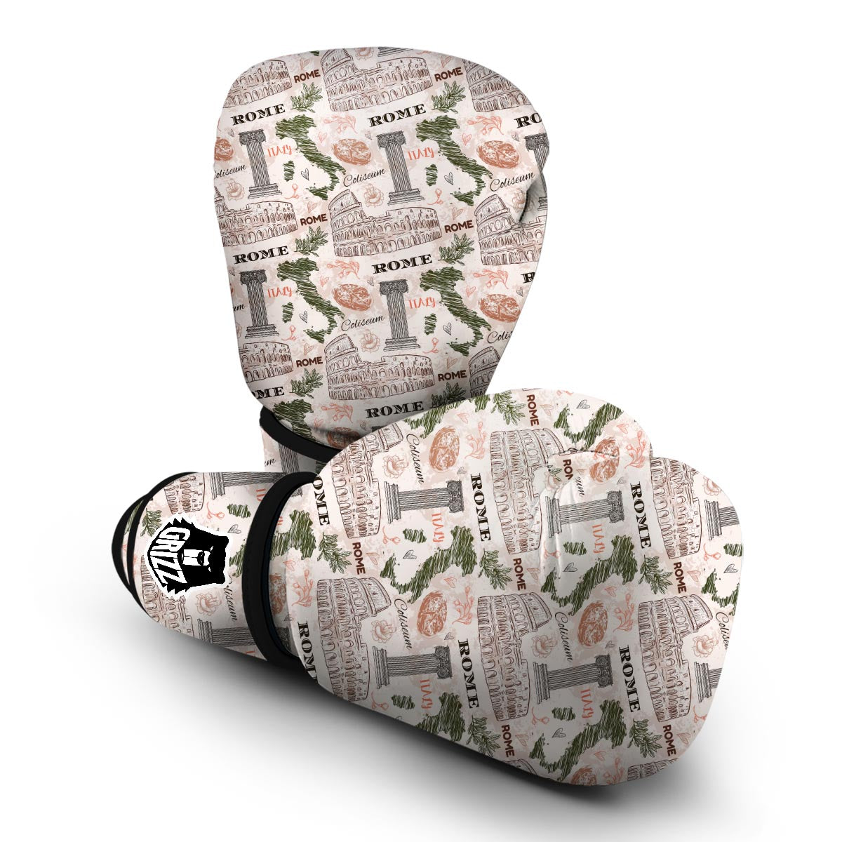 Rome Print Pattern Boxing Gloves-grizzshop