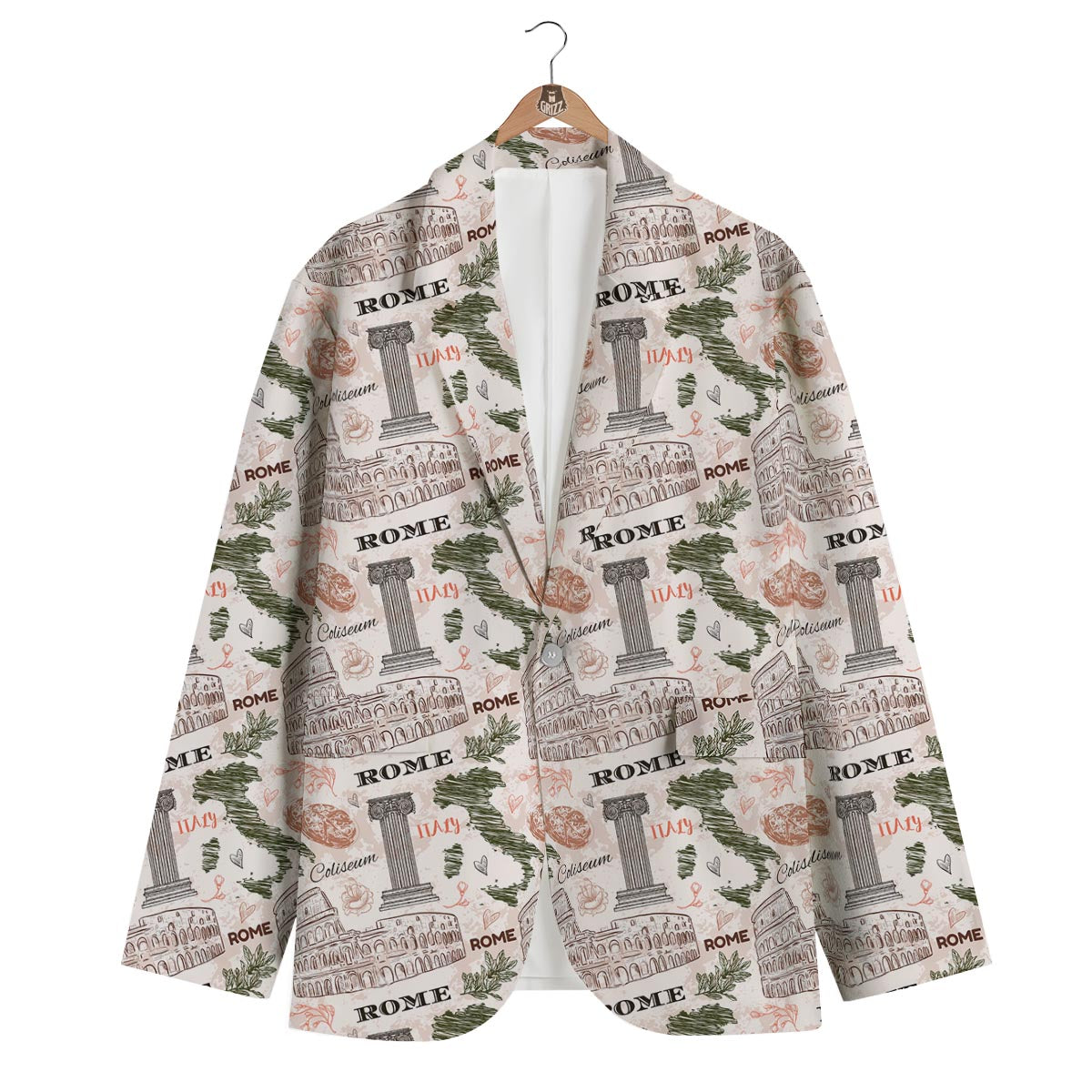 Rome Print Pattern Men's Blazer-grizzshop