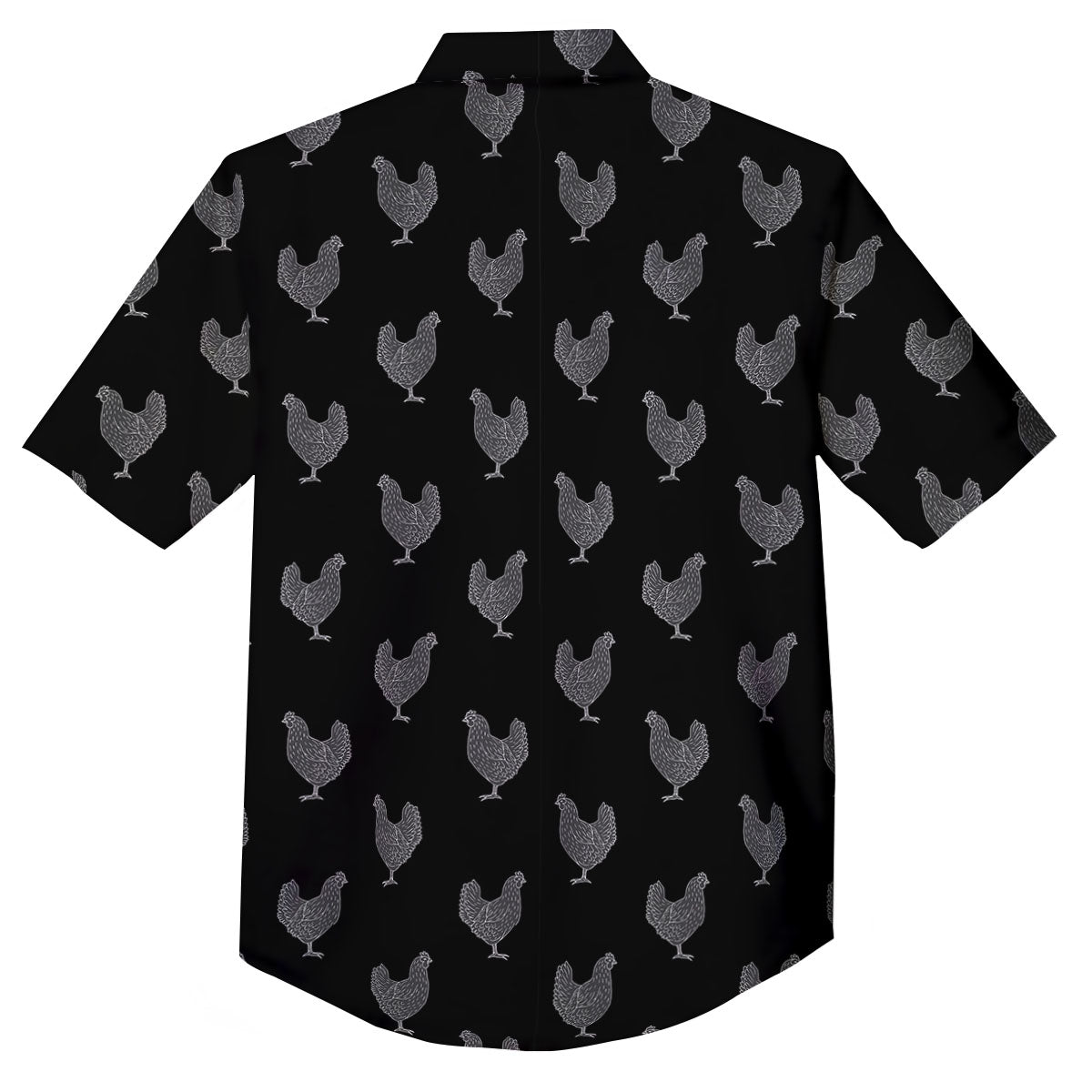 Rooster Black And White Print Pattern Button Up Shirt-grizzshop