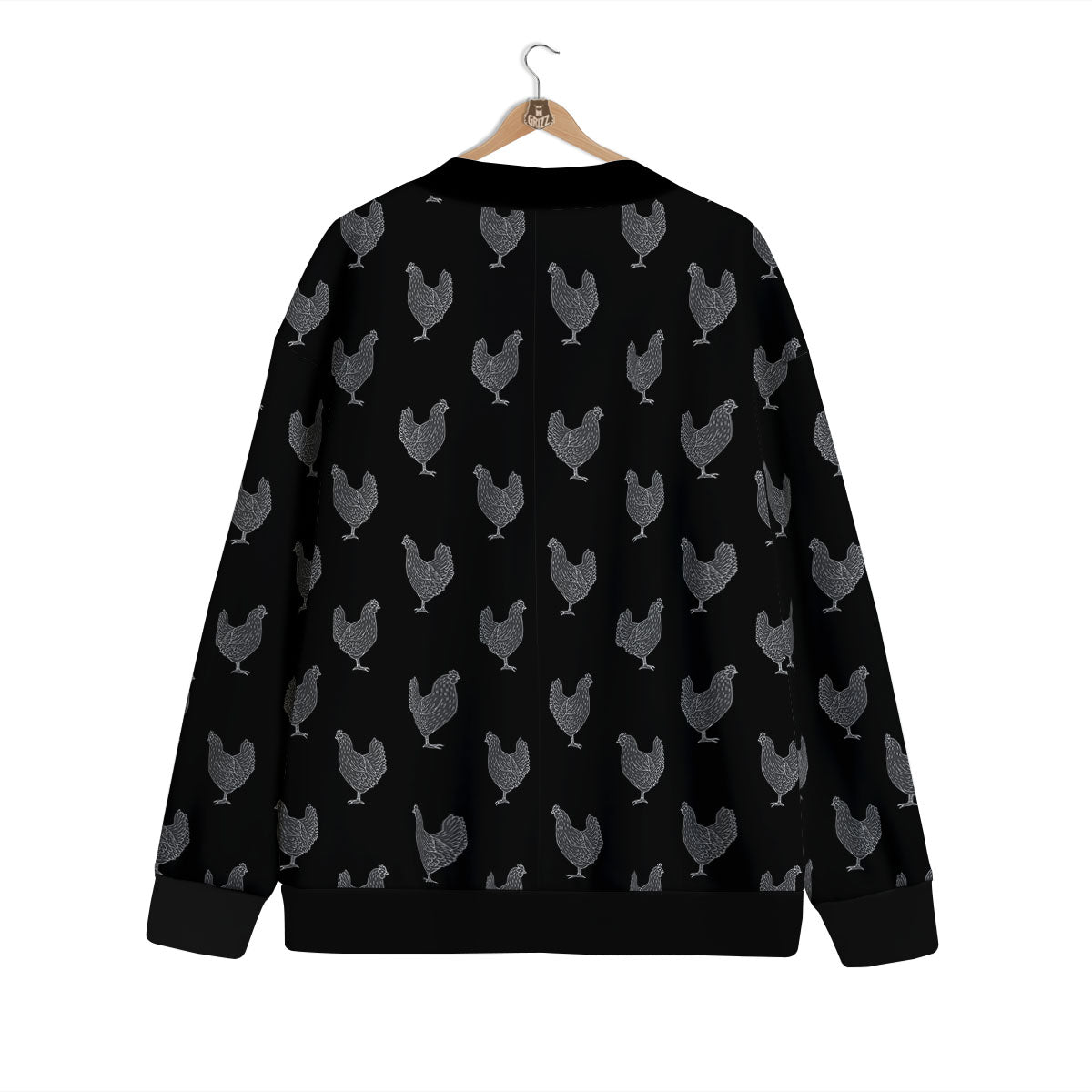 Rooster Black And White Print Pattern Cardigan-grizzshop