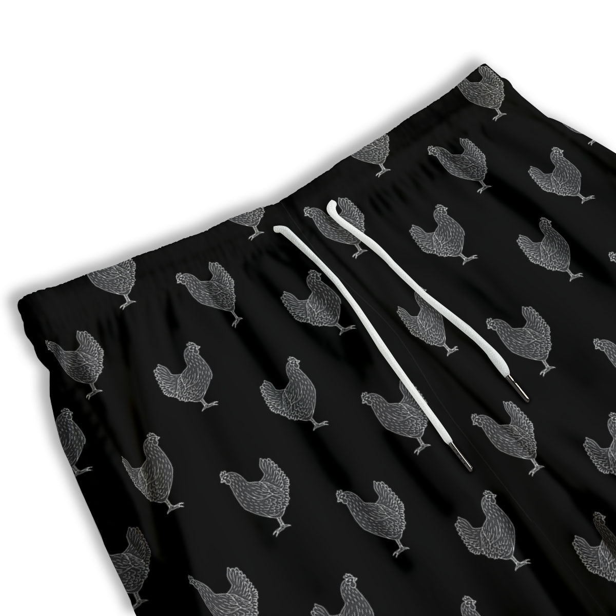 Rooster Black And White Print Pattern Men's Athletic Shorts