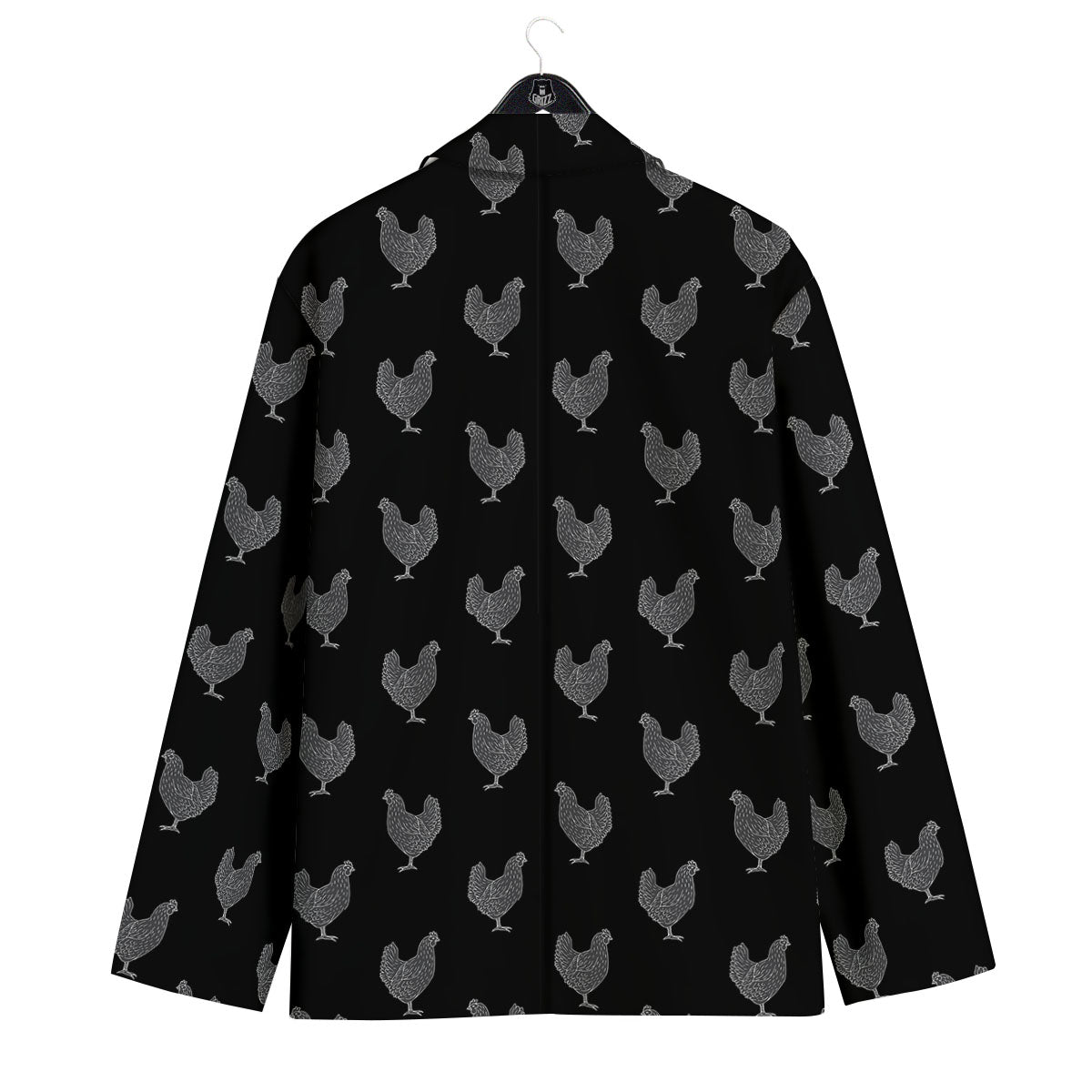 Rooster Black And White Print Pattern Men's Sport Coat-grizzshop
