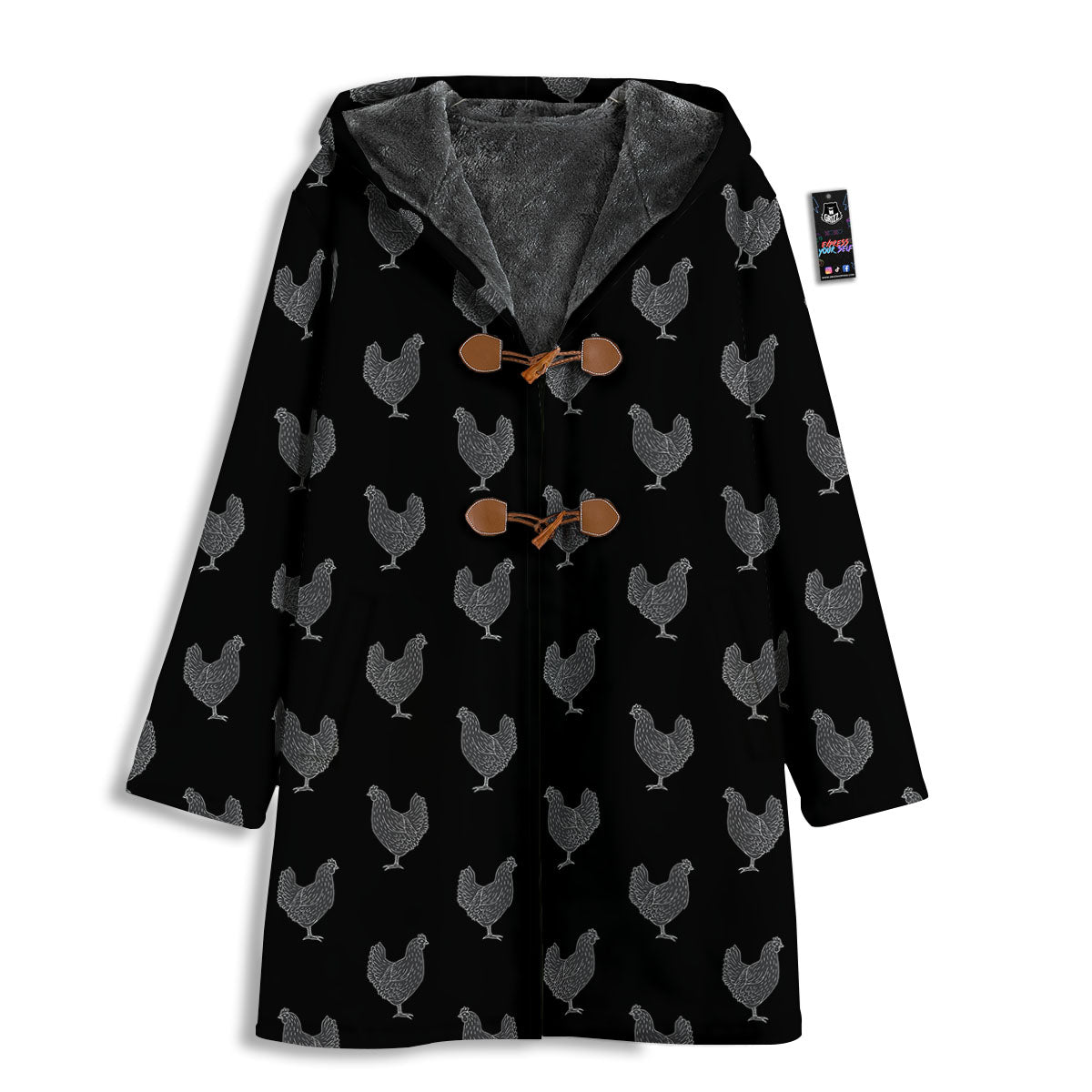 Rooster Black And White Print Pattern Men's Windbreaker Jacket-grizzshop