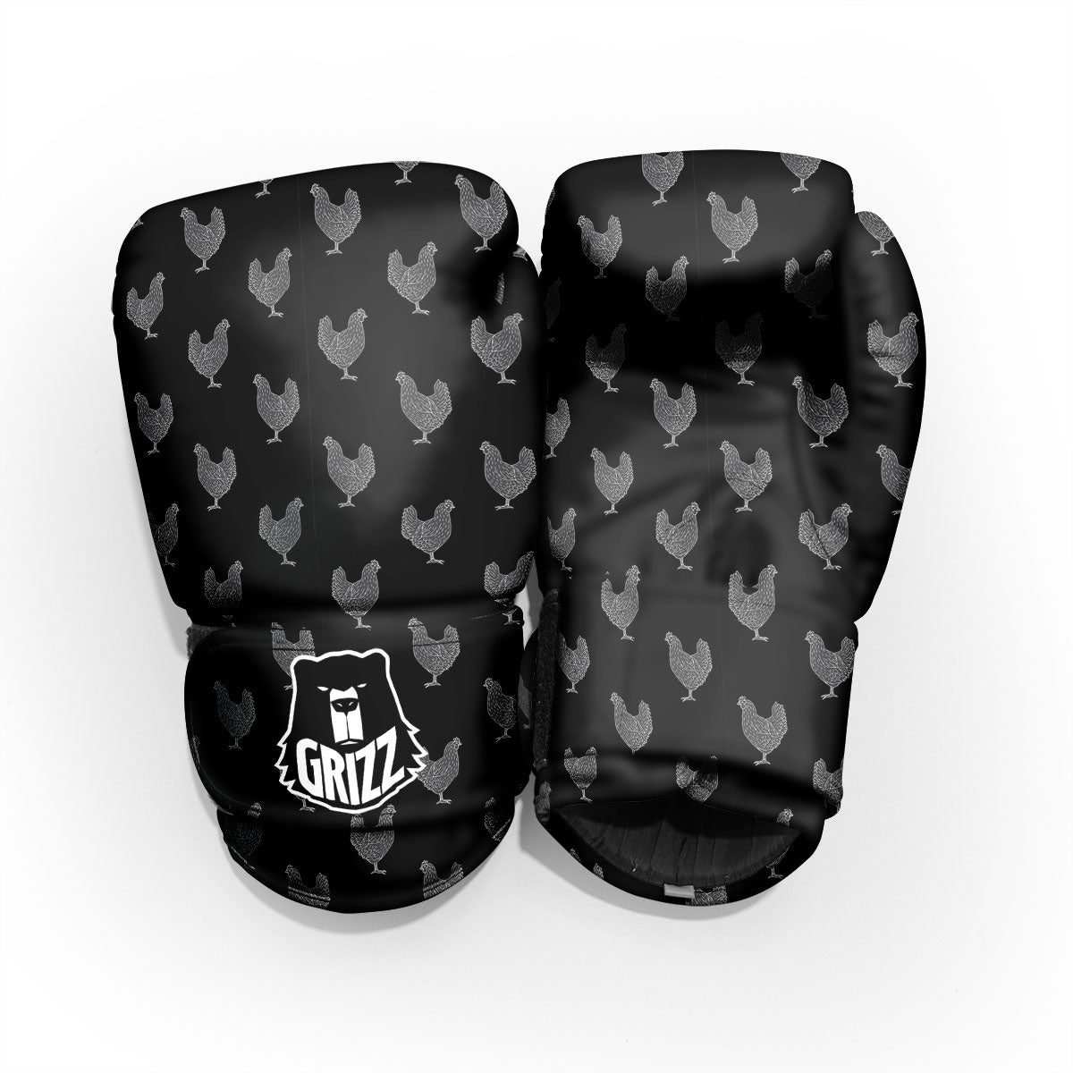 Rooster Black And White Print Pattern Pro Boxing Glove