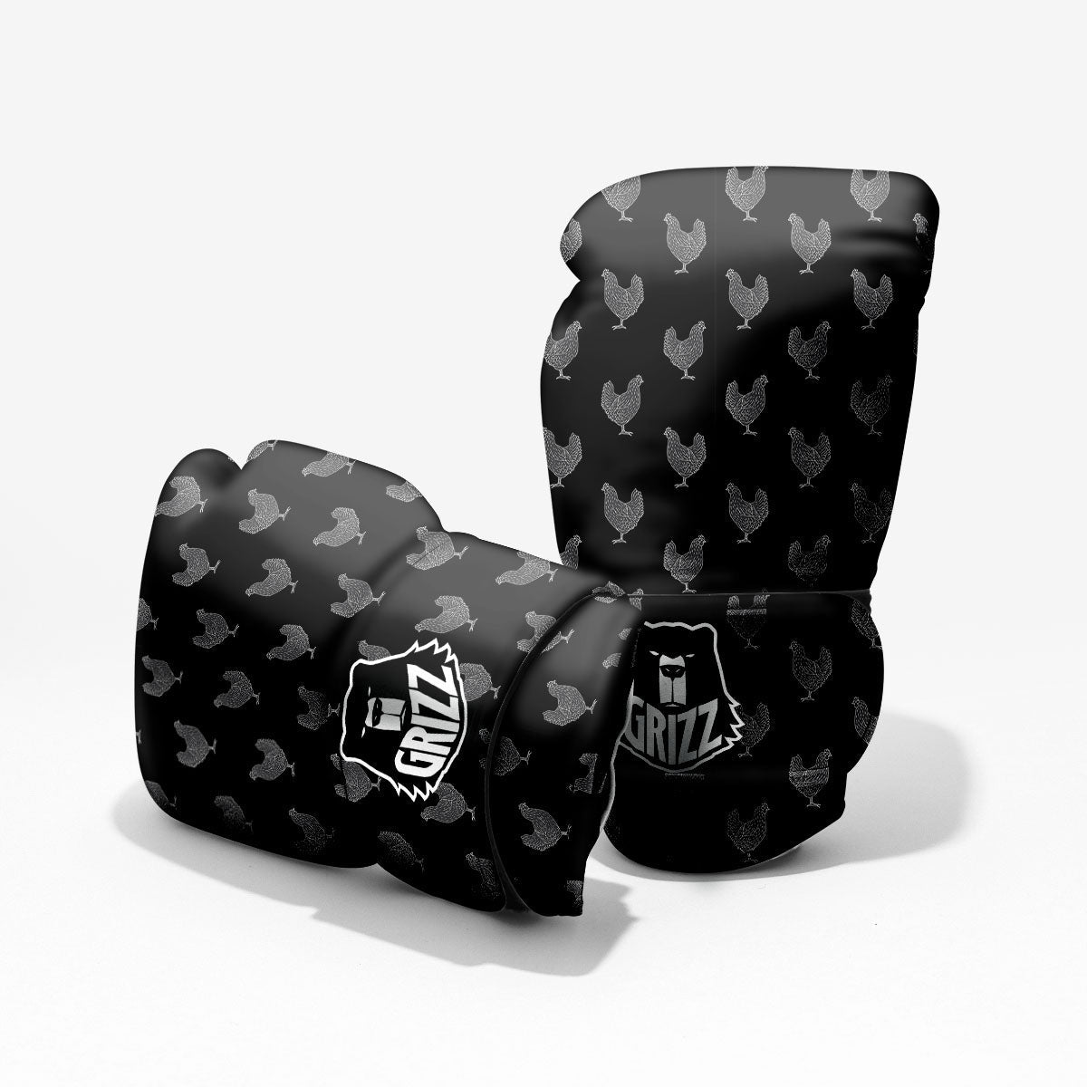 Rooster Black And White Print Pattern Pro Boxing Glove