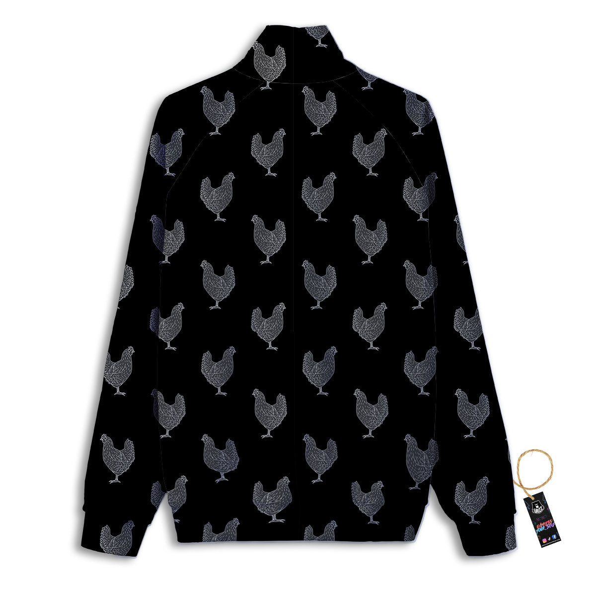 Rooster Black And White Print Pattern Track Jacket-grizzshop