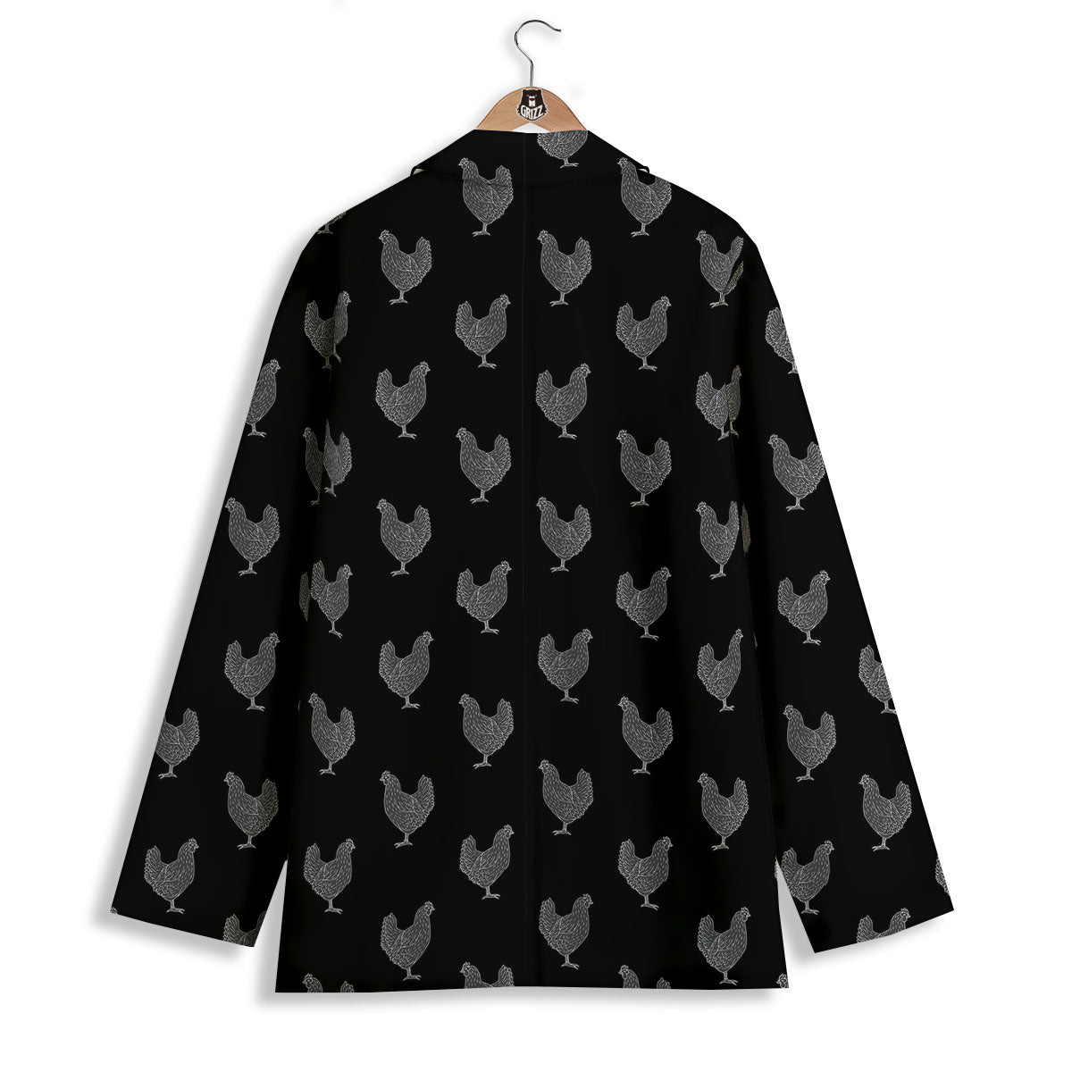Rooster Black And White Print Pattern Women's Blazer-grizzshop