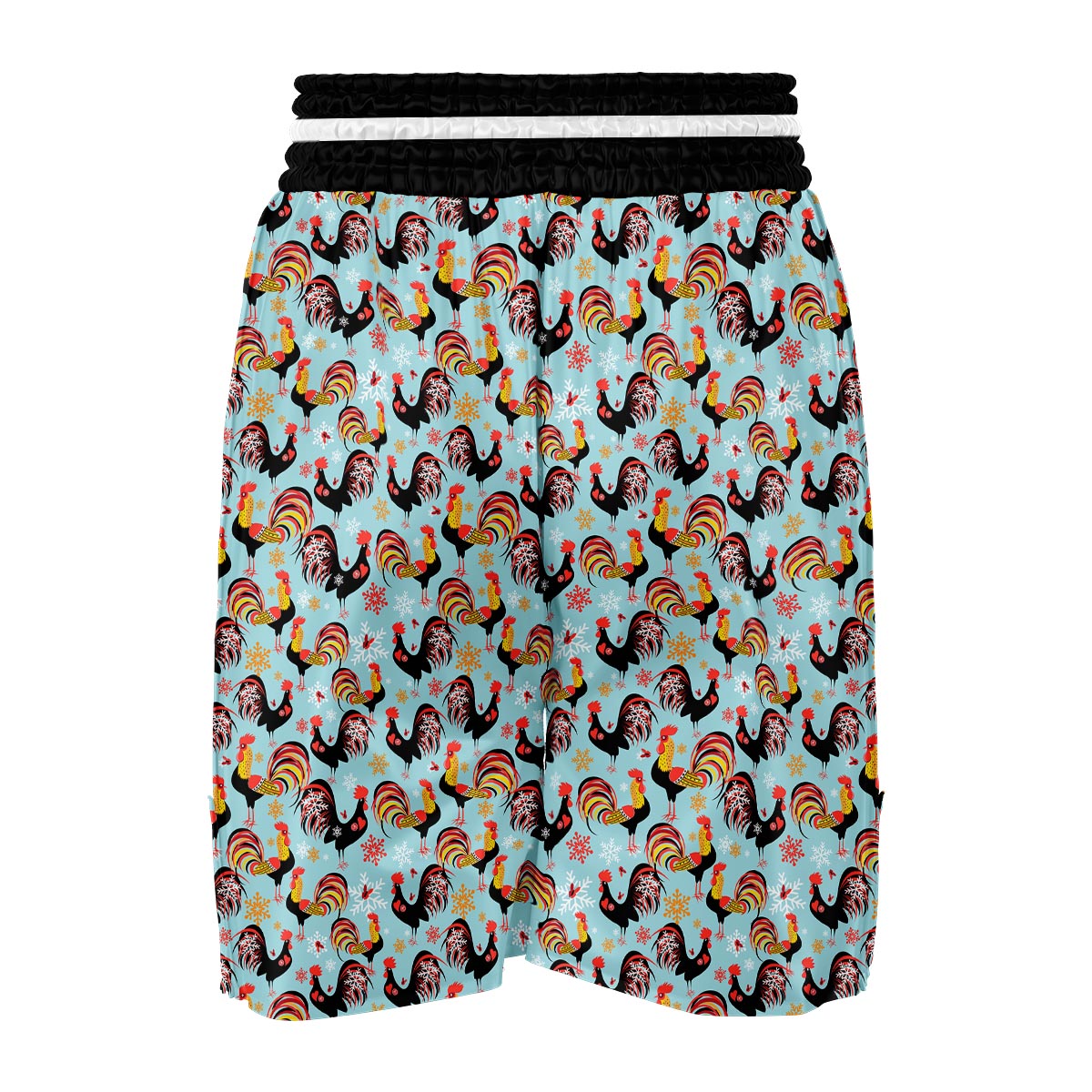 Rooster Blue Pattern Print Boxing Shorts-grizzshop